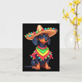 Mexicaanse hond fiesta grappige cinco de mayo hond kaart (Gele Bloem)