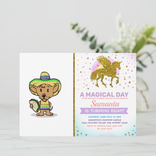 Mexicaanse hond met een taco | Achterkleur kiezen Kaart (Staand voorkant)