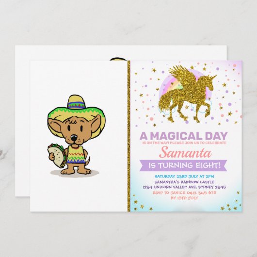 Mexicaanse hond met een taco | Achterkleur kiezen Kaart (Voorkant / Achterkant)