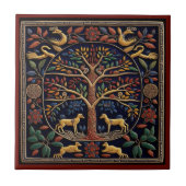 Mexicaanse huichol art tree of life keramische teg tegeltje (Voorkant)