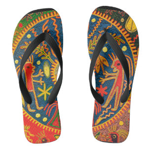 Mexicaanse Huichol Del Sol Ritueel Design Flip Flo Teenslippers