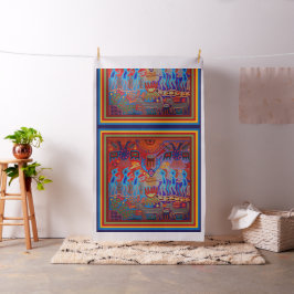 Mexicaanse Huichol Garenschildering Peyote-ontwerp Stof