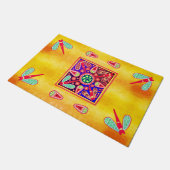 Mexicaanse Huichol Golden en Paarse kunstpatronen  Deurmat (Schuin)