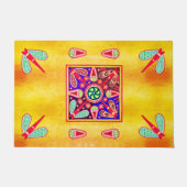 Mexicaanse Huichol Golden en Paarse kunstpatronen  Deurmat (Voorkant)