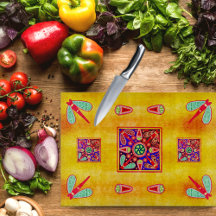 Mexicaanse Huichol Golden en Paarse kunstpatronen
