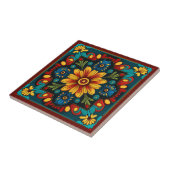 Mexicaanse huichol-tegel keramische kunststijl tegeltje (Zijkant)