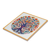 Mexicaanse huichol tree of life keramische tegel tegeltje (Zijkant)