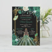Mexicaanse Hunter Green Quinceanera Butterfly Kaart (Staand voorkant)