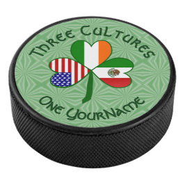 Mexicaanse Iers-Amerikaanse vlag Shamrock geperson Hockey Puck