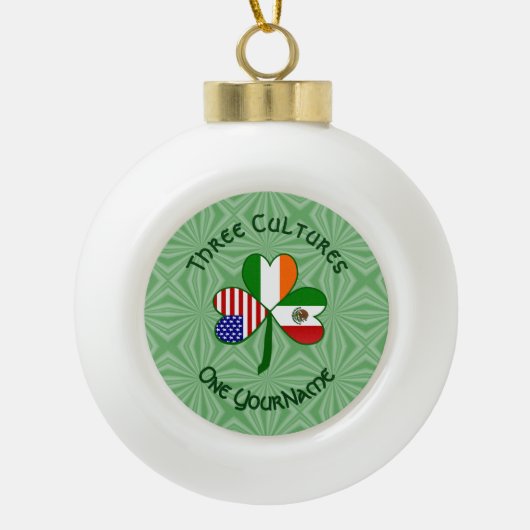 Mexicaanse Iers-Amerikaanse vlag Shamrock geperson Keramische Bal Ornament (Voorkant)
