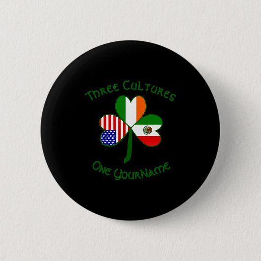 Mexicaanse Ierse Amerikaanse Vlag Shamrock Persoon Ronde Button 5,7 Cm (Voorkant)
