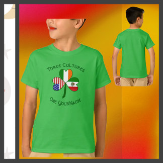 Mexicaanse Ierse Amerikaanse Vlaggen Klavernaam T-shirt