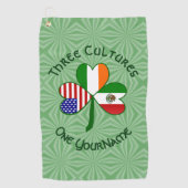 Mexicaanse Ierse Amerikaanse vlaggen Shamrock Pers Golfhanddoek (Voorkant)