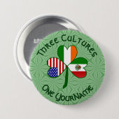 Mexicaanse Ierse Amerikaanse vlaggen Shamrock Pers Ronde Button 7,6 Cm (Voorkant /achterkant)