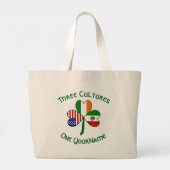 Mexicaanse Ierse vlaggen Shamrock Jouw naam Grote Tote Bag (Achterkant)