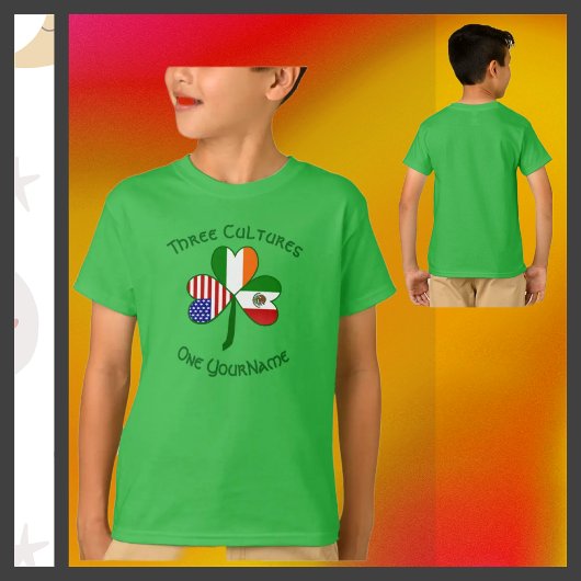 Mexicaanse Ierse vlaggen Shamrock Jouw naam T-shirt