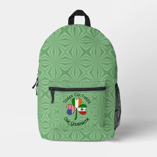 Mexicaanse Ierse VS Vlaggen Shamrock gepersonalise Bedrukte Rugzak (Voorkant)