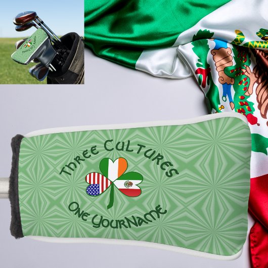 Mexicaanse Ierse VS Vlaggen Shamrock gepersonalise Golfheadcover