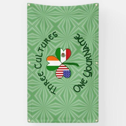 Mexicaanse Ierse VS Vlaggen Shamrock gepersonalise Spandoek (Verticaal)