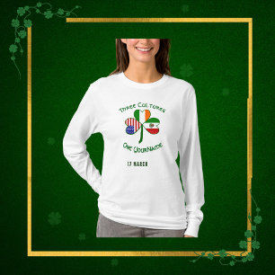 Mexicaanse Ierse VS Vlaggen Shamrock gepersonalise T-shirt