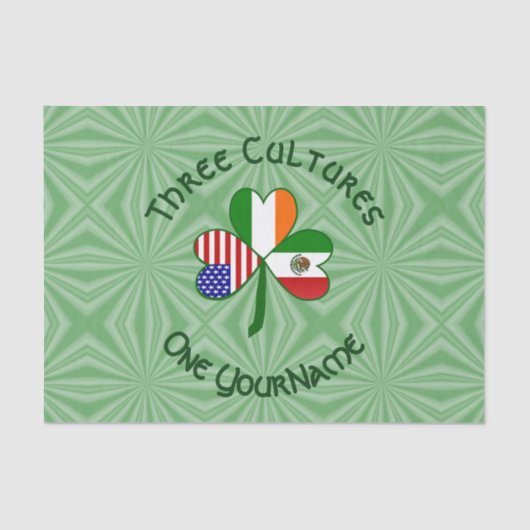 Mexicaanse Ierse VS Vlaggen Shamrock gepersonalise Tissuepapier (Voorkant)