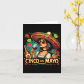 Mexicaanse immigrante Cinco De Mayo-vrouw Funny Ci Kaart (Gele Bloem)