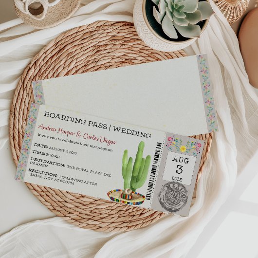 Mexicaanse instapkaart trouwuitnodiging kaart