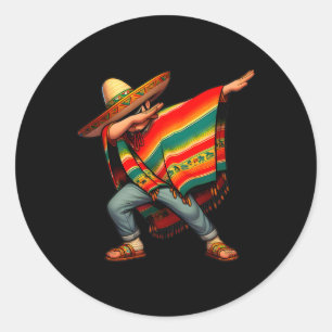 Mexicaanse Jongen Dabbing Poncho Cinco De Mayo 4 Ronde Sticker