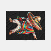 Mexicaanse Jongen Dabbing Poncho Cinco De Mayo Fleece Deken (Voorkant (Horizontaal))