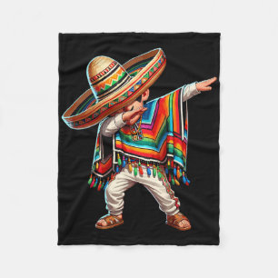 Mexicaanse Jongen Dabbing Poncho Cinco De Mayo Fleece Deken
