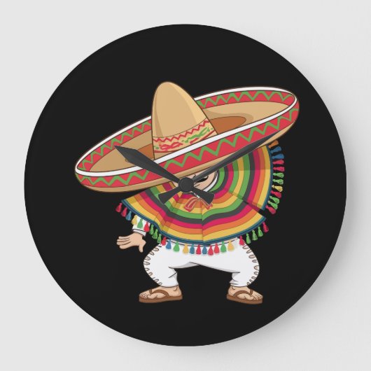 Mexicaanse Jongen Dabbing Poncho Cinco de Mayo Grote Klok (Voorkant)