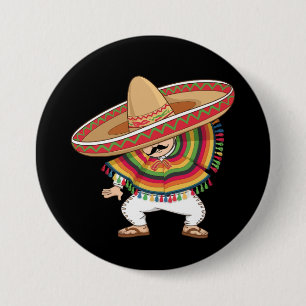 Mexicaanse Jongen Dabbing Poncho Cinco de Mayo Ronde Button 7,6 Cm