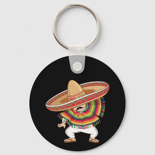 Mexicaanse Jongen Dabbing Poncho Cinco de Mayo Sleutelhanger (Voorkant)