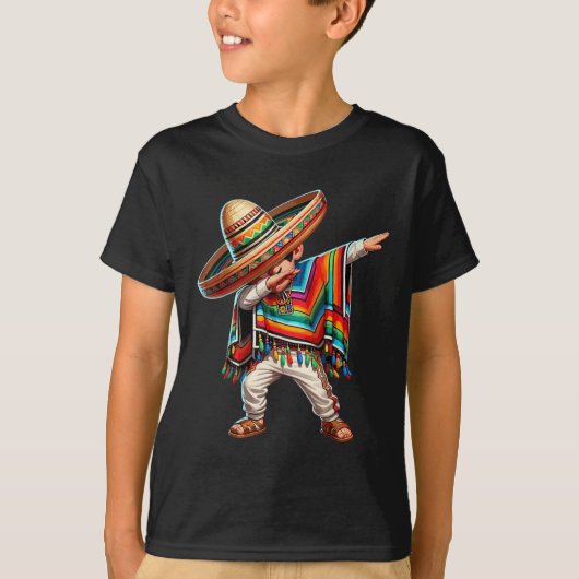 Mexicaanse Jongen Dabbing Poncho Cinco De Mayo T-shirt (Voorkant)