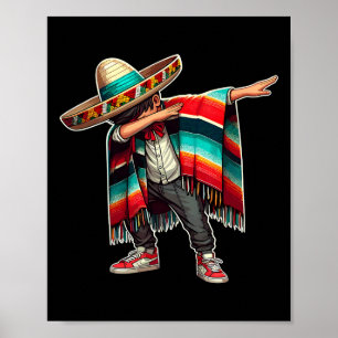 Mexicaanse Jongen Dabbing Poncho Grappig Cinco De  Poster
