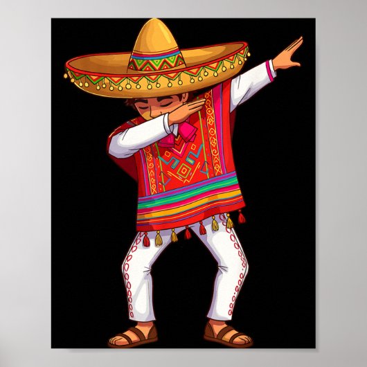 Mexicaanse jongen dabbing poncho grappig cinco de poster (Voorkant)