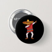 Mexicaanse jongen dabbing poncho grappig cinco de ronde button 5,7 cm (Voorkant /achterkant)