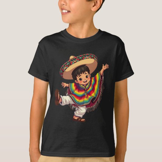 Mexicaanse Jongen Poncho Cinco De Mayo Outfit Mexi T-shirt (Voorkant)
