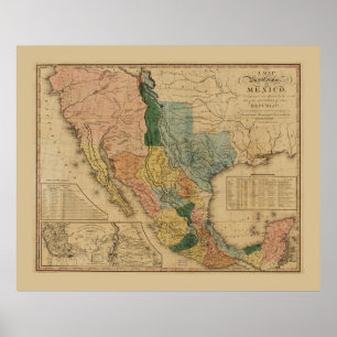 Mexicaanse kaart van Henry Tanner (1846) Poster