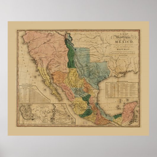 Mexicaanse kaart van Henry Tanner (1846) Poster (Voorkant)