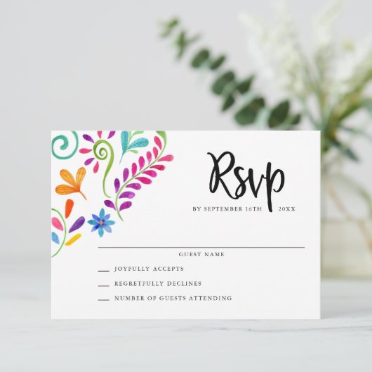 Mexicaanse Kaarten Fiesta Wedding RSVP (Staand voorkant)