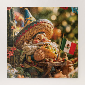 Mexicaanse kabouter met een sombrero die een taco  legpuzzel
