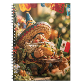 Mexicaanse kabouter met een sombrero die een taco  notitieboek