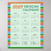 Mexicaanse kalender 2024 met Feestdagen | PDF down Poster (Voorkant)