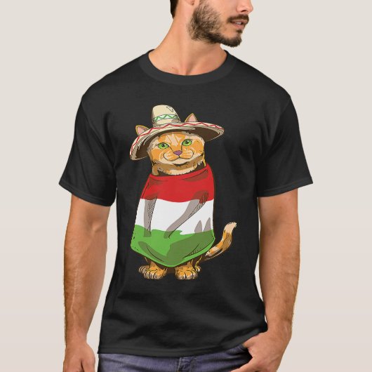 Mexicaanse Kat Cinco De Mayo Feest T-shirt (Voorkant)