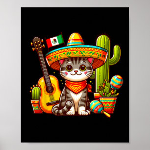 Mexicaanse kat Cinco de Mayo Kitten Let's Fiesta V Poster