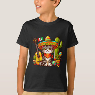 Mexicaanse kat Cinco de Mayo Kitten Let's Fiesta V T-shirt