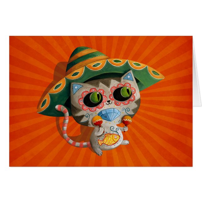 Mexicaanse kat met Sombrero (Voorkant Horizontaal)