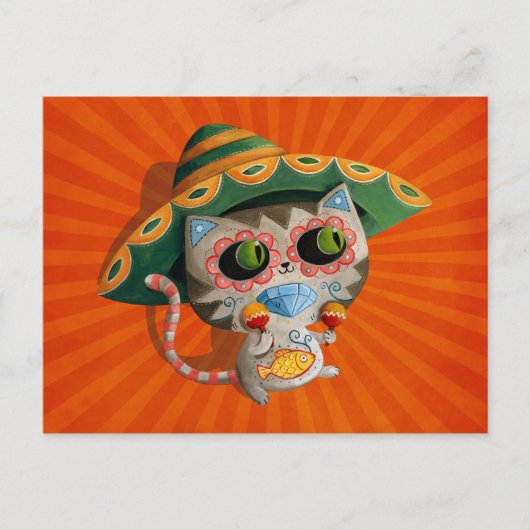 Mexicaanse kat met Sombrero Briefkaart (Voorkant)