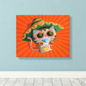 Mexicaanse Kat met Sombrero Canvas Afdruk (Insitu (Houten vloer))